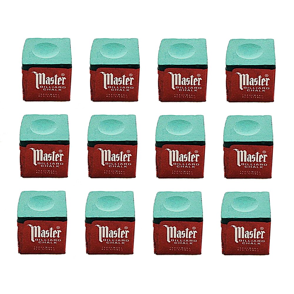 One Dozen Green Master Pool Cue Chalk